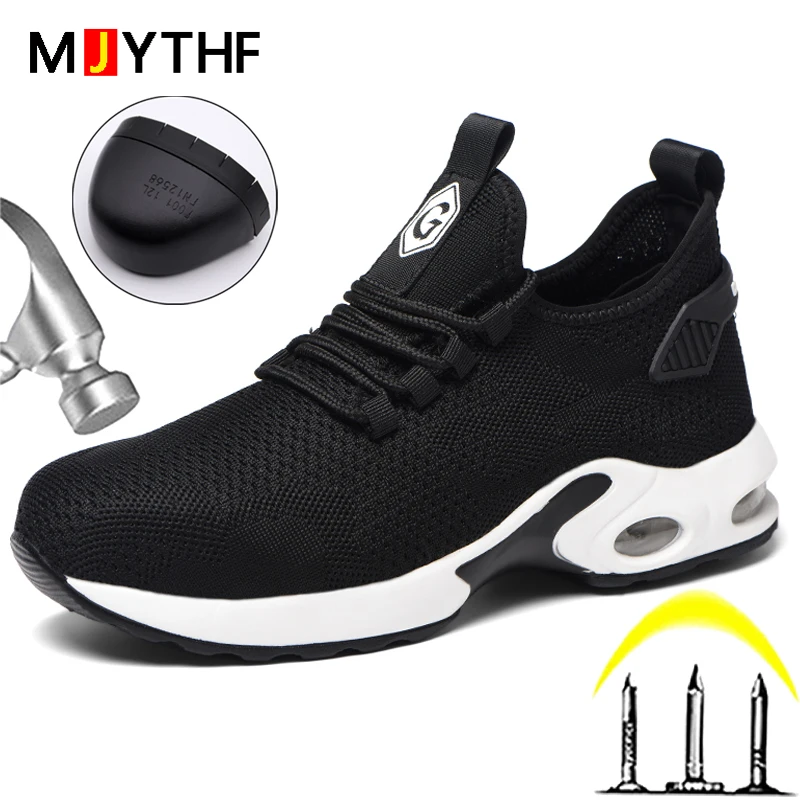 

New Air Cushion Work Sneakers Fashion Safety Shoes Men Boots Kevlar Puncture Resistant Indestructible Shoes Steel Toe Work Boots