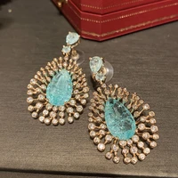 bilincolor fashion light blue ice broken cubic zirconia trendy earring for women bridal dinner party