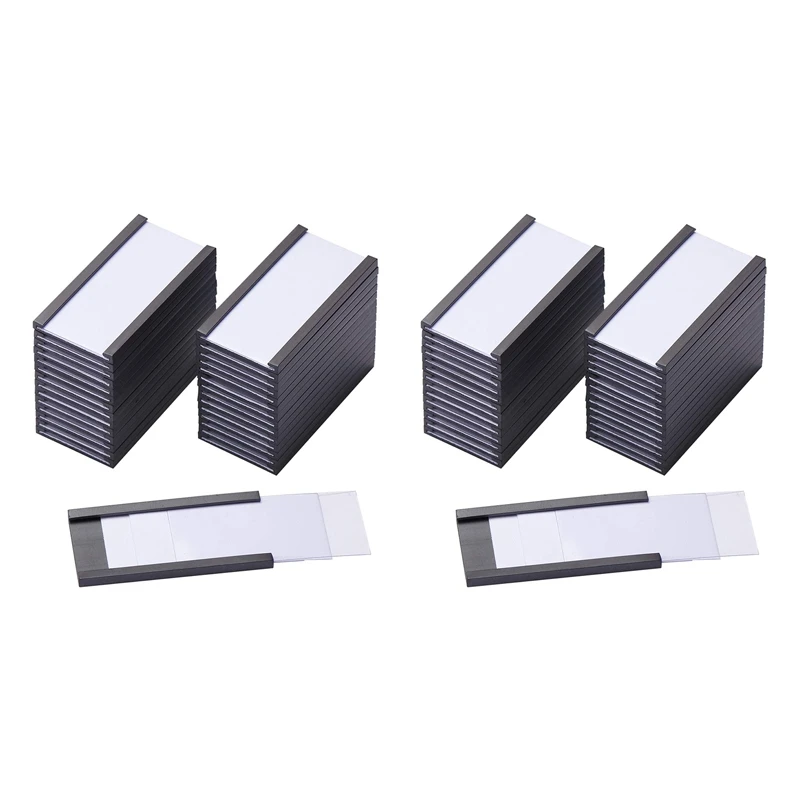 

100Pcs Magnetic Label Holders With Magnetic Data Card Holders With Clear Plastic Protectors For Metal Shelf (1 X 2 Inch)
