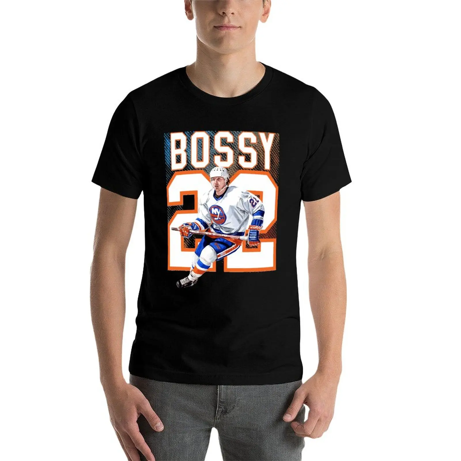 Фото Классическая футболка Hockey Legend Mike Bossy, базовая повседневная одежда, топ с короткими рукавами №4