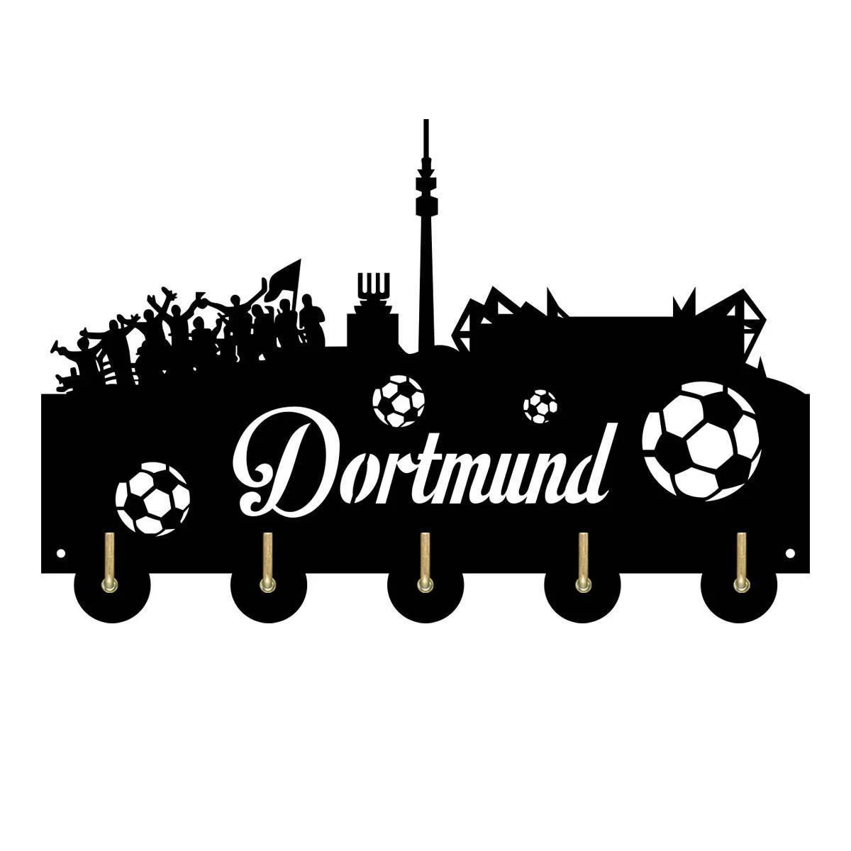 

Dortmund Germany City Attractions Household Decor Wooden Wall Hooks Wall Hanger Coat Rack Keys Bags Clothes Multi-Purpose Keys