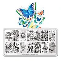 beautybigbang 2022 new summer nail stamping plates butterfly flower animal plant nail art templates animals xl 001 6x12cm