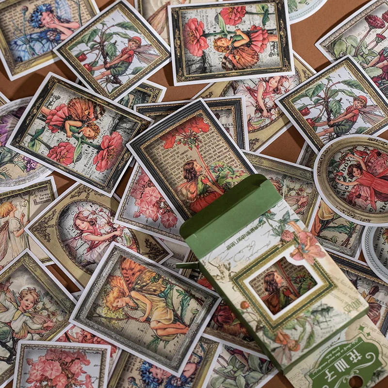 40 шт. винтажные стикеры в виде сказочных цветов |