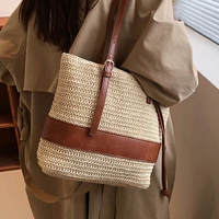 summer straw beach bag for women big handmade tote 2022 rattan woven handbags travel shopper casual shoulder side bags