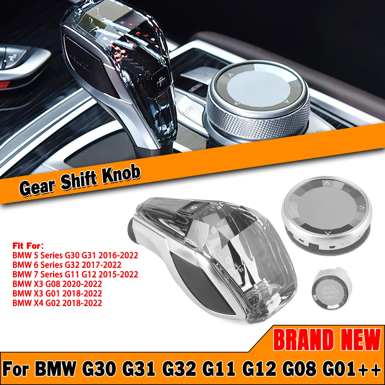 

Luxury Crystal Gear Shift Knob Engine Button Cover For BMW G30 G31 G32 G Chassis