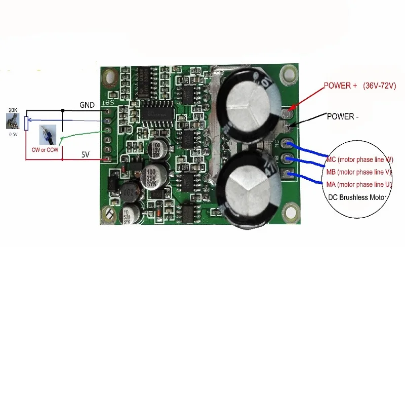 JYQD 6.5E 36v-72v 700W Управление бесщеточным двигателем постоянного тока безсенсорная