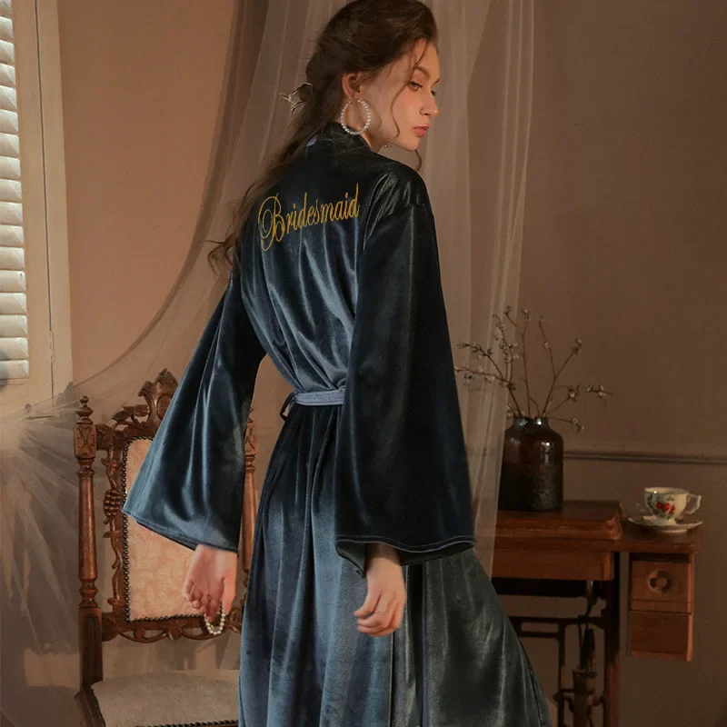 Женское свадебное платье Mornin осенне-зимнее новое кимоно теплый велюровый халат