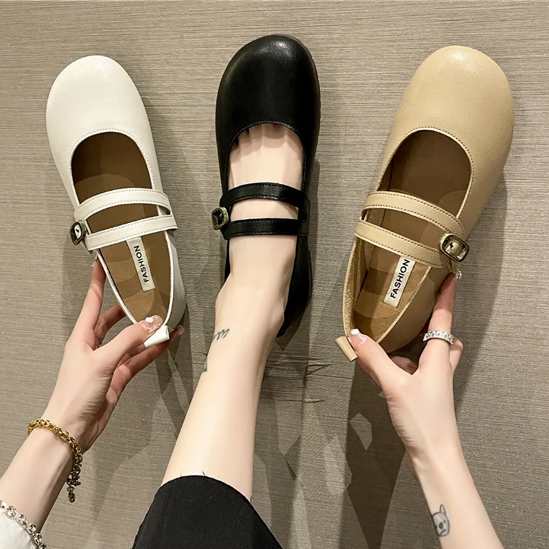 

Shallow Mouth Womens Derby Shoes All-Match Female Footwear Round Toe Modis Casual Sneaker Leather Dress 2022 Comfortable New