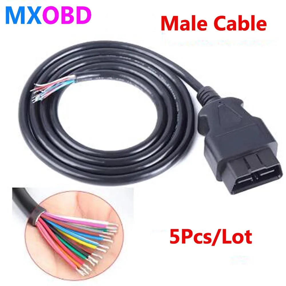 

5pcs 300cm Professional OBD2 16Pin Female Open Male Connector To Opening OBD Cable OBDII OBD-ii ODB2 16 Pin OBD 2 Adaptor