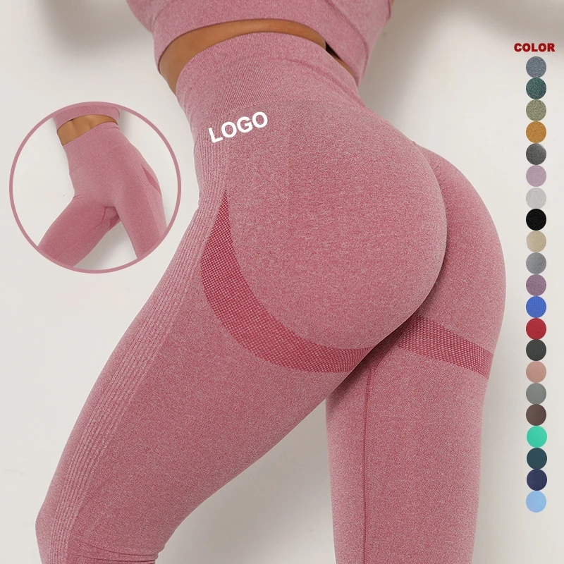 

Seamless Yoga Pants Women Fitness Solid Mutlicolor Leggings High Waist Tights Peach Hip Gym Running Leggings