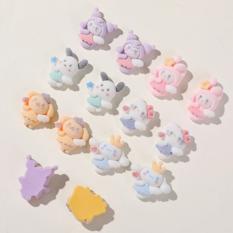 

10Pcs Sanrio Kawaii Anime Hello Kitty Resin Diy Decoration Accessories Cute Cinnamoroll Cartoon Phone Case Pendant Kids Toys