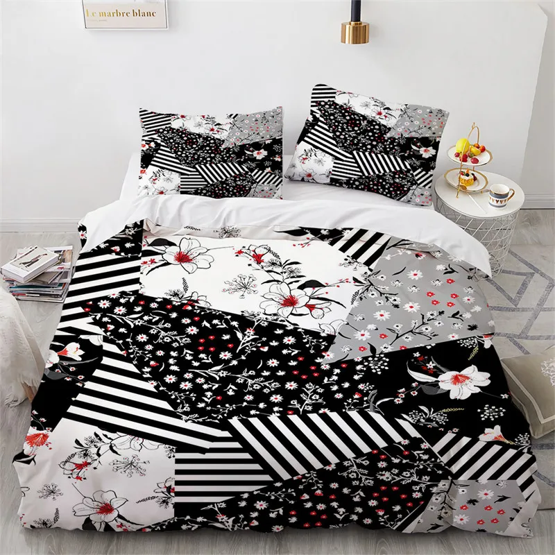 

Geometric Duvet Cover Bohemia Patchwork Floral Bedding Set Microfiber Country Style Flower Comforter Cover King For Kids Adult