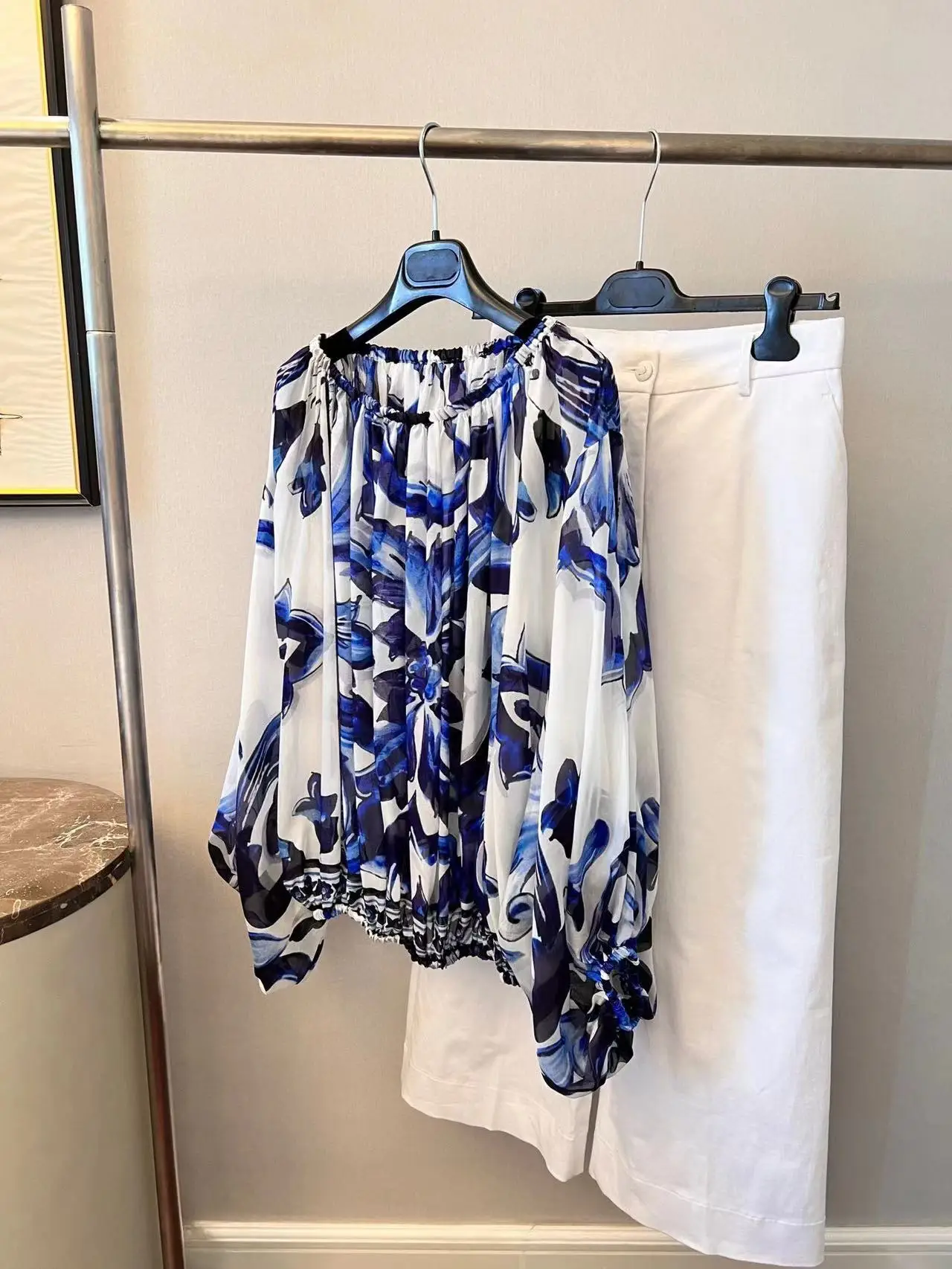 

Fyion Fashion Luxury Blouse 2022 Summer Spring New Design Women Runway Print High Quality Silk Lantern Sleeves Blouse