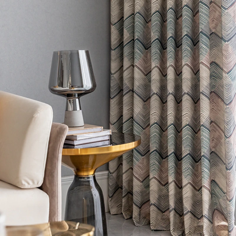 

Nordic Curtains for Living Dining Room Bedroom Custom Modern Luxury Simple Polyester Cotton Printing Door Window Curtain Decor