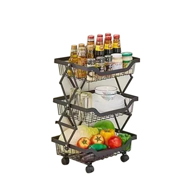 

Kitchen Storage Rack Floor Folding Vegetable Rack Multi-Layer Gap Vegetable Fruit Basket Household Kitchen Utensils Storage Rack