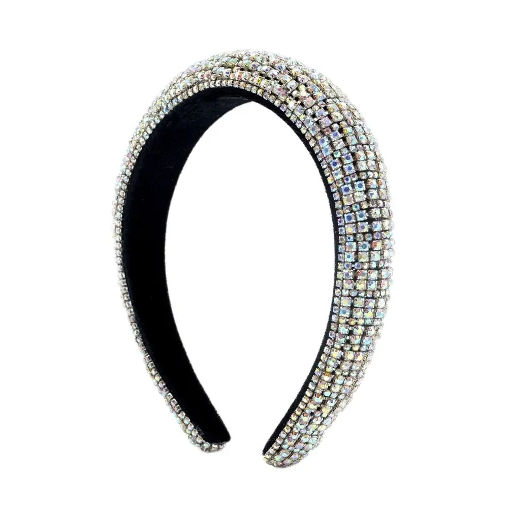 

Winter Full Diamond Baroque Cloth Girl Wide Hair Hoop Korean Style Headwear Rhinestone Hair Band Sponge Headband