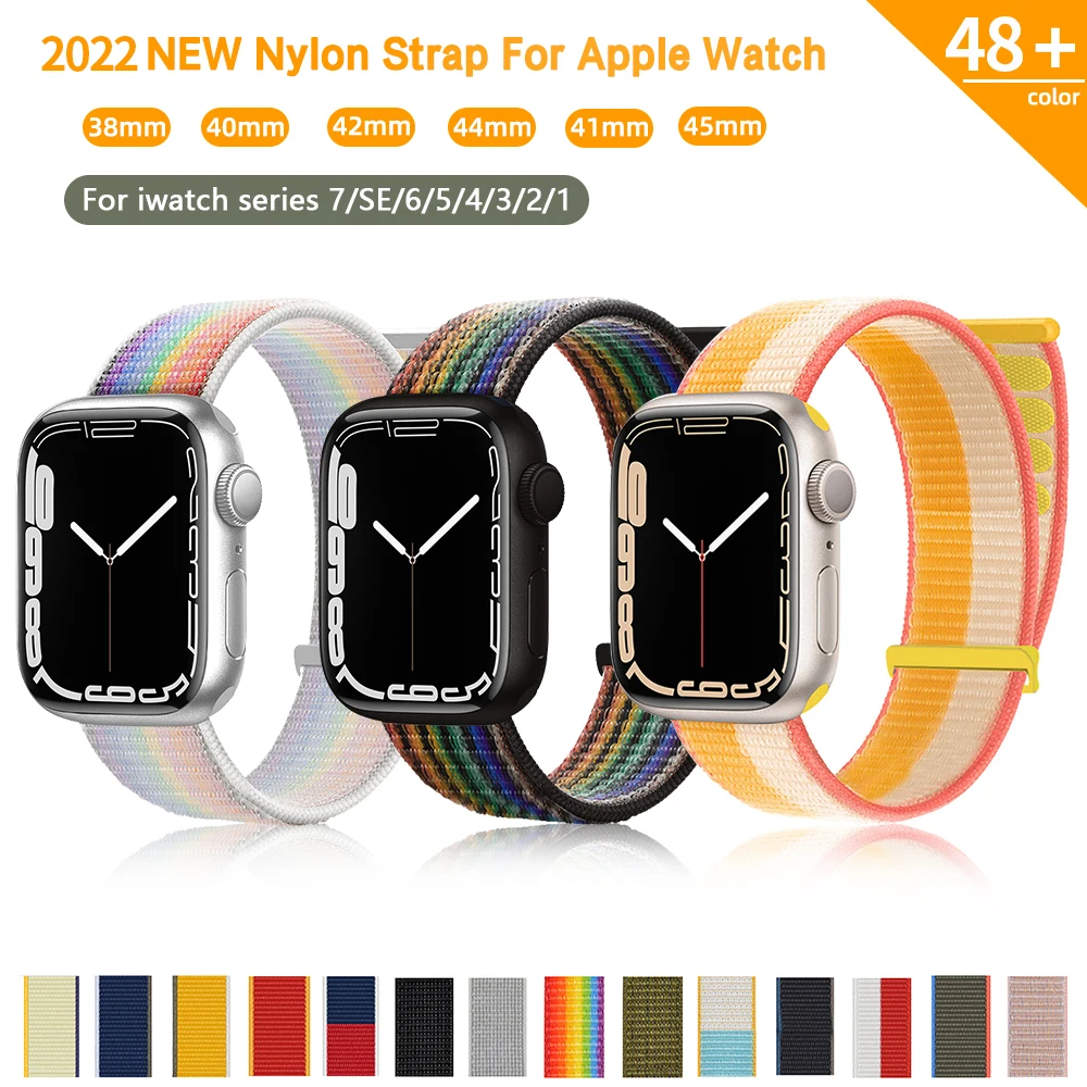 

Переливающийся нейлоновый ремешок для Apple Watch band 44 мм 40 мм 42 мм 38 мм, спортивный браслет для iWatch Series 7 3 4 5 6 Se