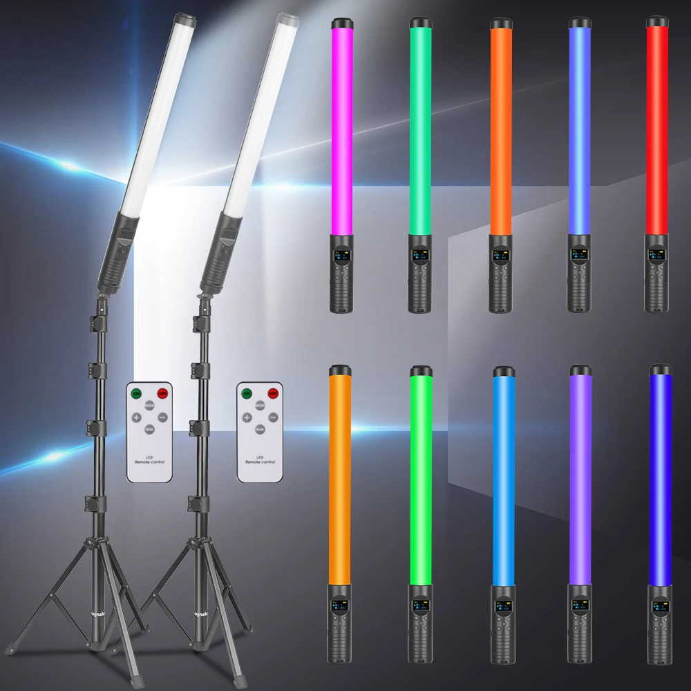 

RGB Video Light Tube with Tripod Stand Remote Contrl Vlog Fill Light Photography Lamp Photo Studio Ligt for TikTok YOUTUBE Live