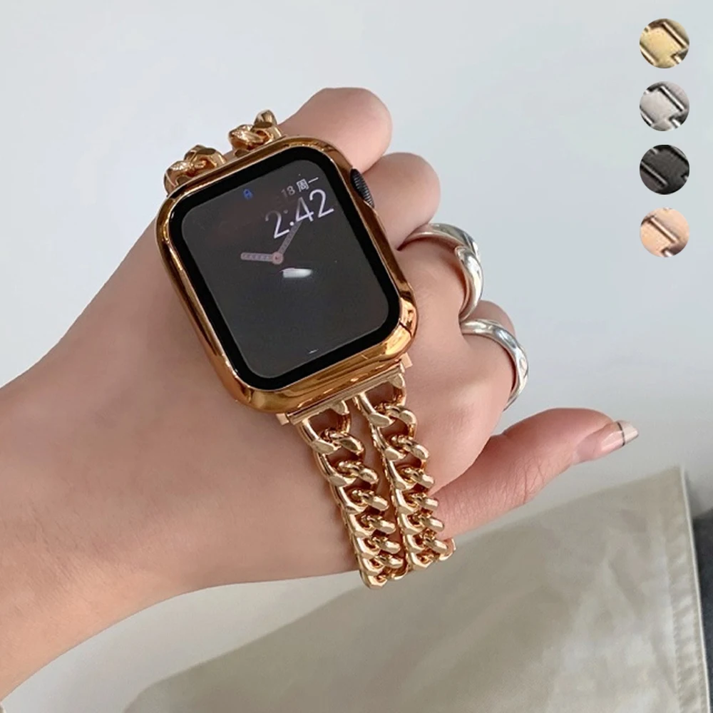 

Ремешок для Apple Watch Band 44 мм 40 мм 42 мм 41 мм 45 мм, браслет из нержавеющей стали для iWatch series 7 6 5 4 se 3 2