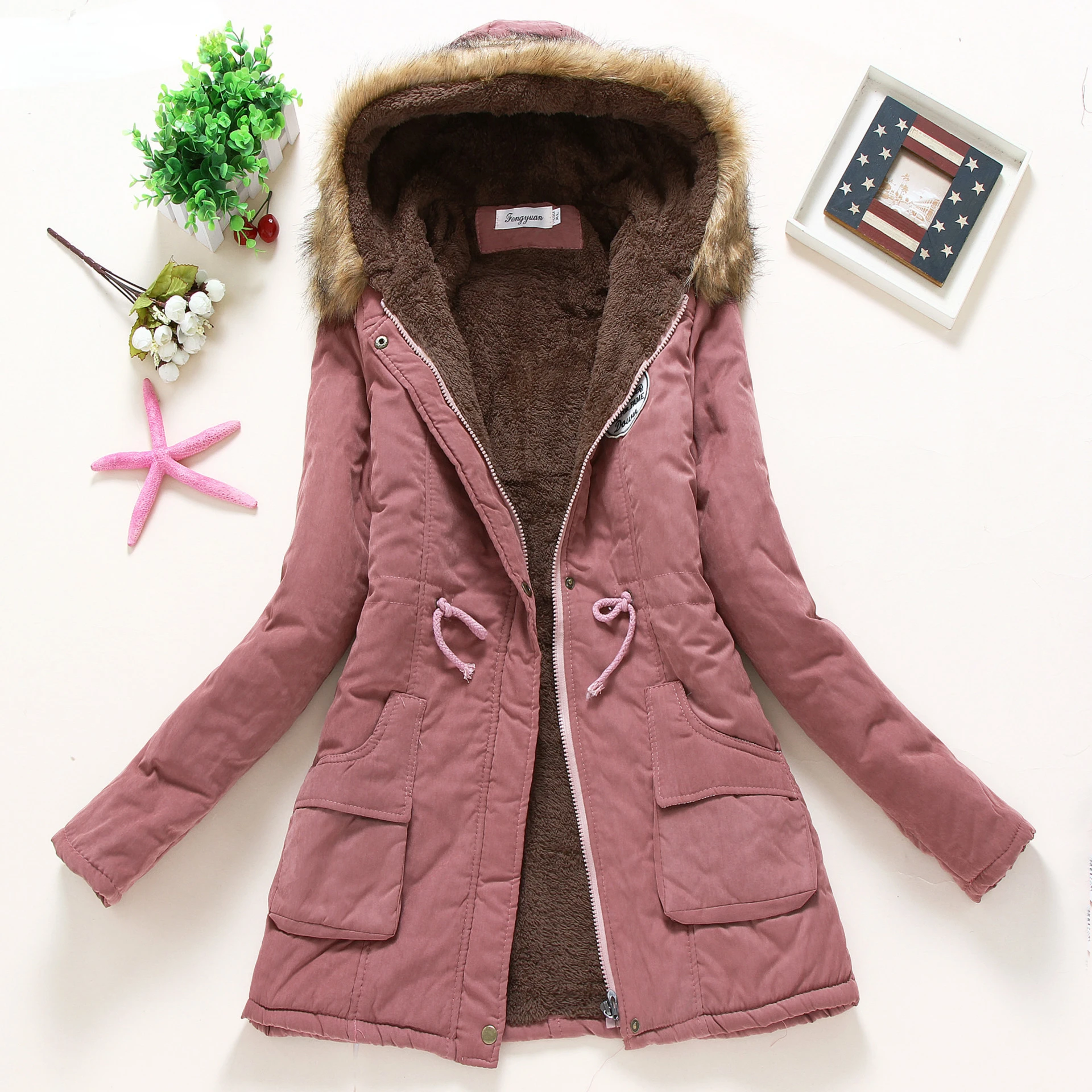 

2022Winter Women Coat Military Hooded Fur Coat Down Jackets Winter Coat for Female Women's Parka Casual Outwear Jacket Women