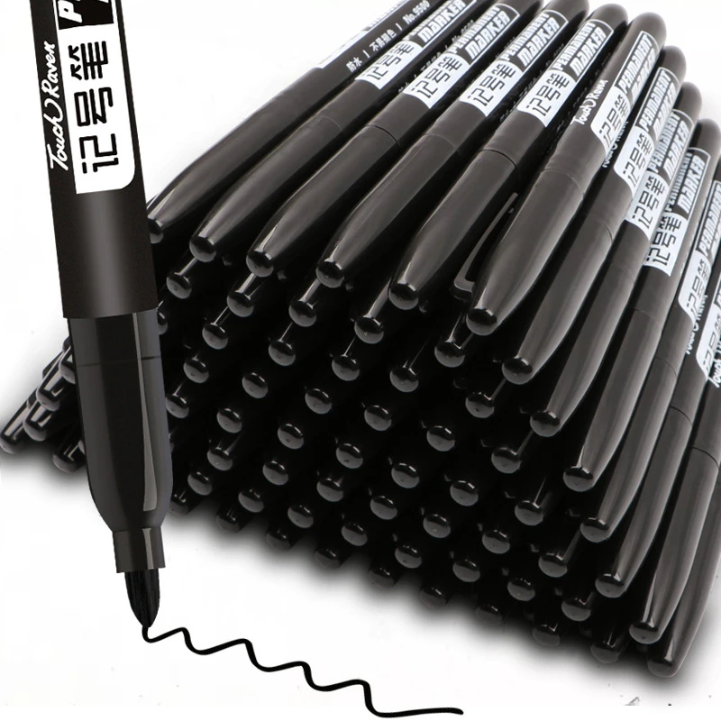 

6pcs/set 1.5mm Oily Permanent Marker Pen Waterproof Black/Blue/Red Ink Crude Nib Marker Pens School Supplies Stationery