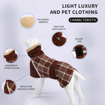 Dog Winter Warm Clothes Soft Fleece Cotton Coat High Collar Pet Jacket for Large Dogs Reflective Waterproof Pets Apparel 3