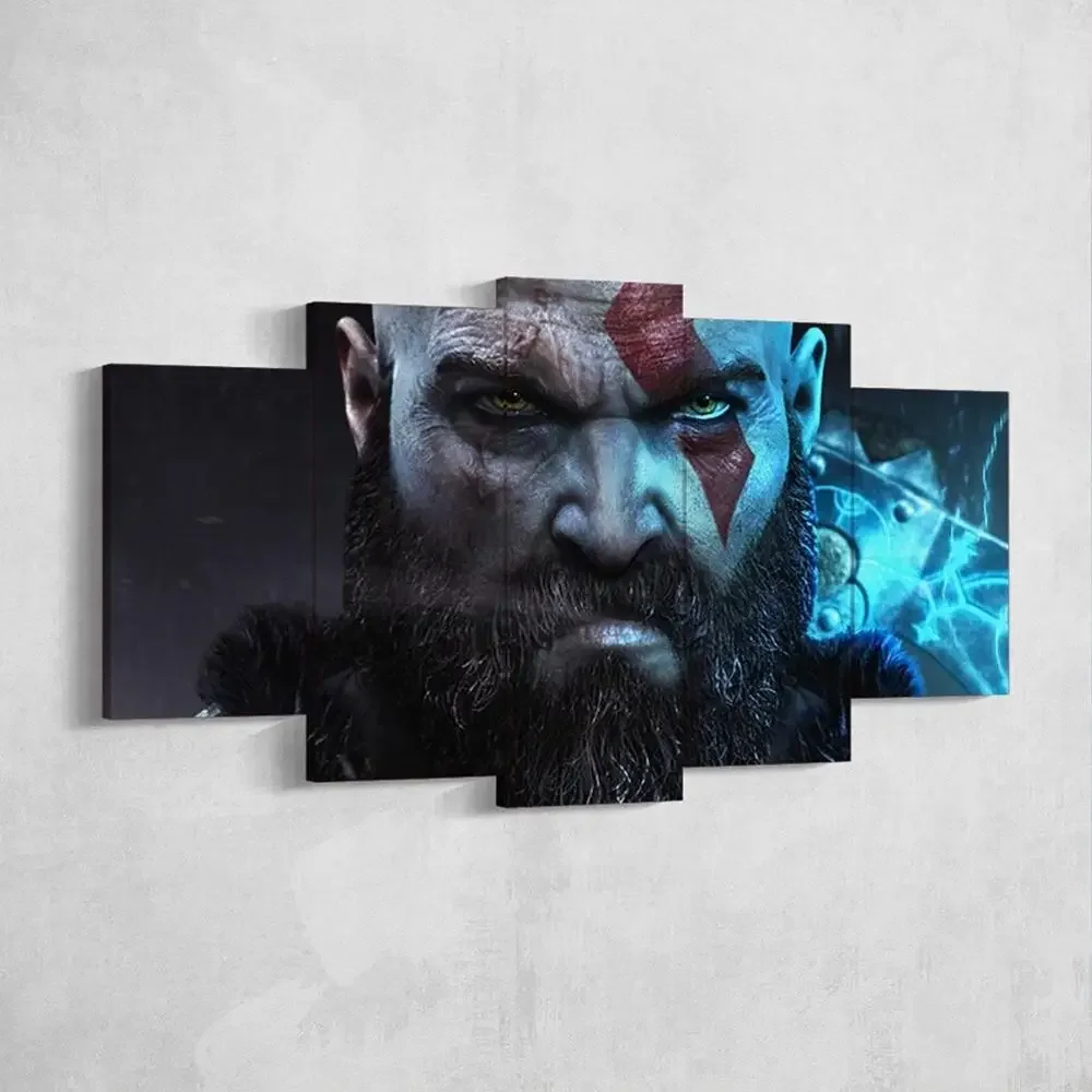 Фото Геймер 5 шт. Кратос God Of War Рисунок Игра Настенное искусство Модульные постеры Холст Картины HD Картины Домашний декор Украшение гостиной №3