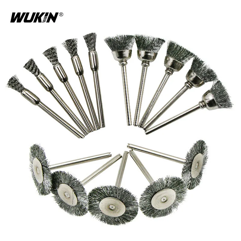 

1Pc Steel Brush Wire Wheel Brush Set Rust Removal Deburring Polishing 3.0mm Shank Rotary Handle Grinding Tool Remove Metal Craft