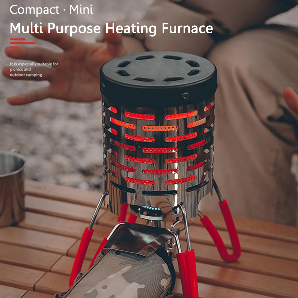 

Camping Heating Furnace Stainless Steel Winter Hand Warmer Heater Stove Wear-resistant with Clamp Hiking Camping Equipment