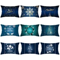 christmas decorative pillowcase blue polyester printed cushion cover colored balls snowflake pillow covers sofa cushions 3050cm