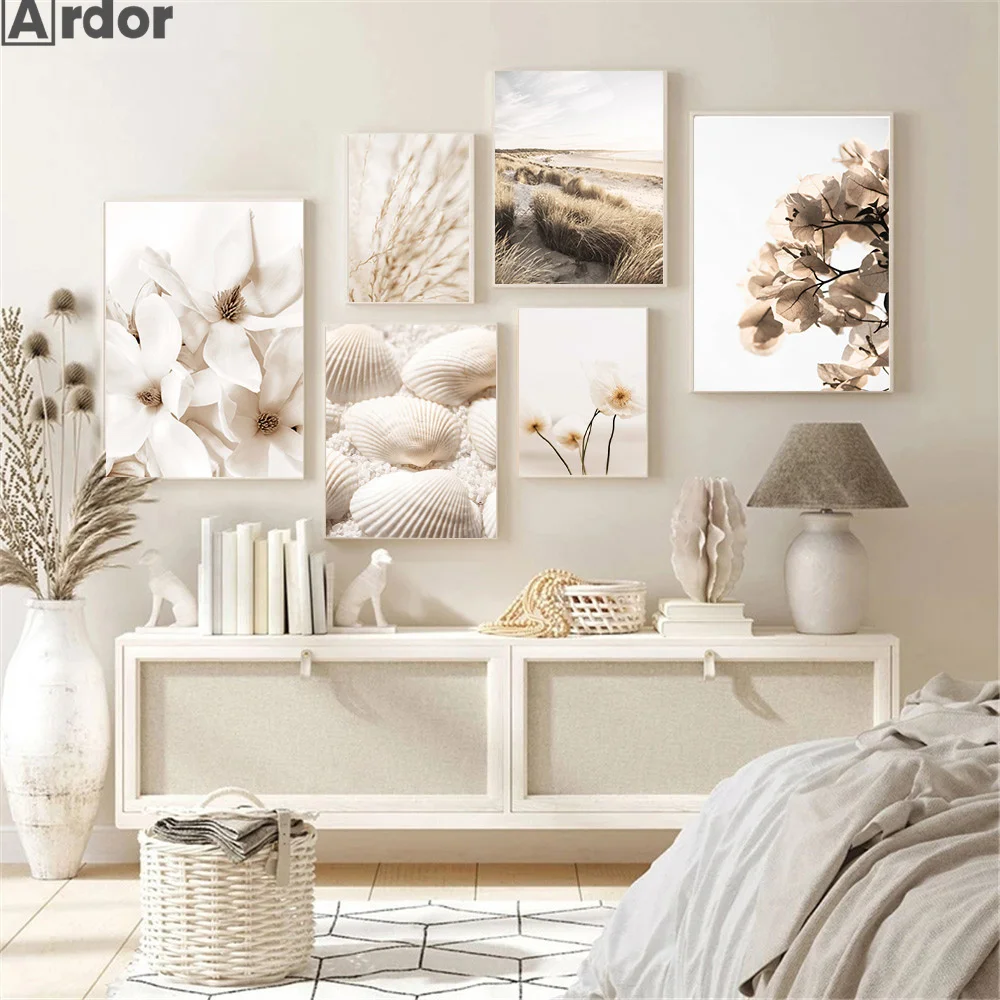 

Reed Dandelion Poster Flower Wall Art Print Grass Poster Painting Shell Canvas Print Nordic Wall Pictures For Living Room Decor