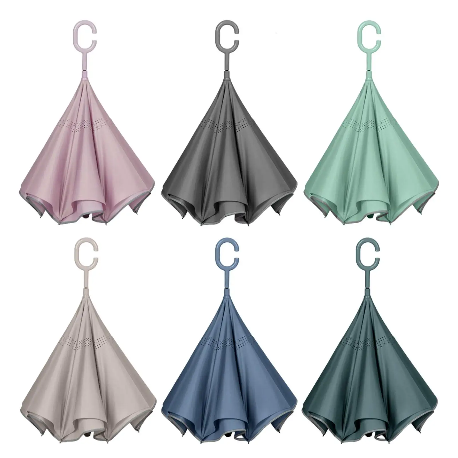 Зворотный зонт от дождя ветрозащитный двухслойный современный перевернутый для