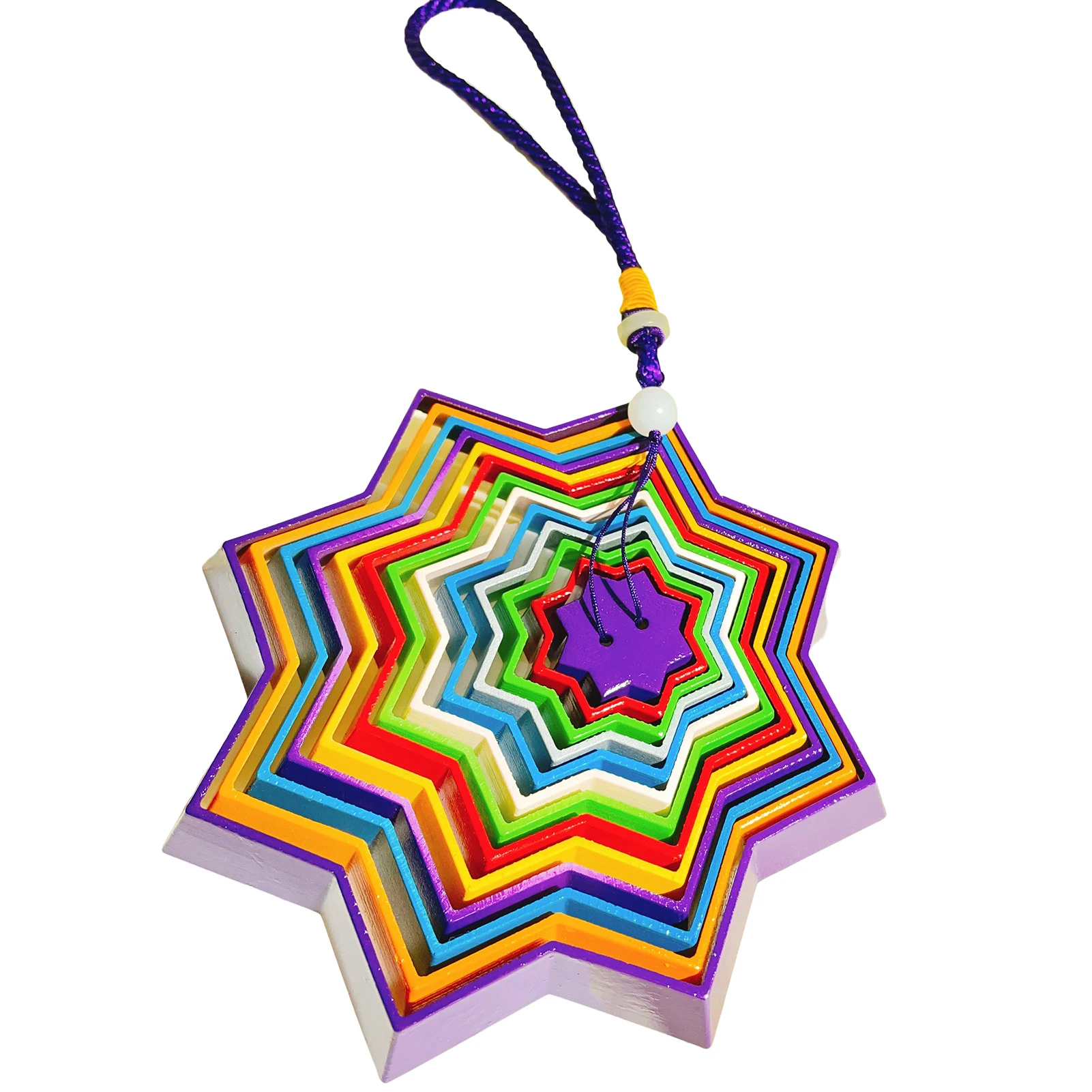 

Falling Star Tower Falling Star Wind Sculptures & Spinners 3D Illusion Anise Star Wind Chimes With Lanyard Multi-Color Wall Art