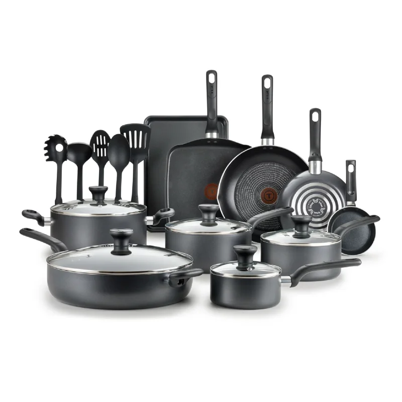 

BOUSSAC Easy Care Nonstick Cookware, 20 Piece Set, Grey, Dishwasher Safe