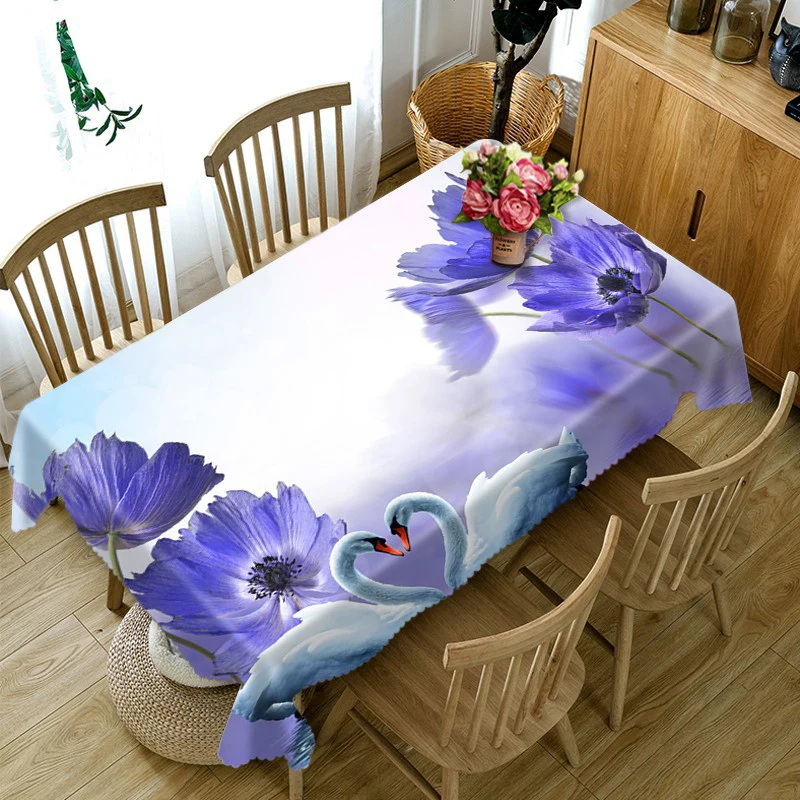 

Red Rose Flower Plant Pattern Tablecloth Oxford Cloth Rectangular Kitchen Table Cover Home Party Wedding Decoration Mantel Mesa