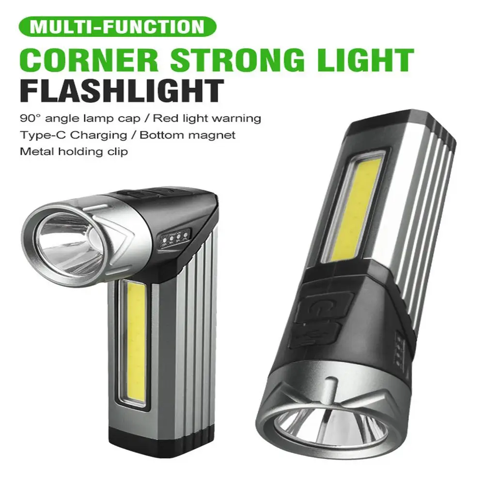 

Portable Led Work Light With 60°Rotatable Head 7 Levels Usb Rechargeable Powerful Tactical Flashlight Zoom Torch Camping Supply