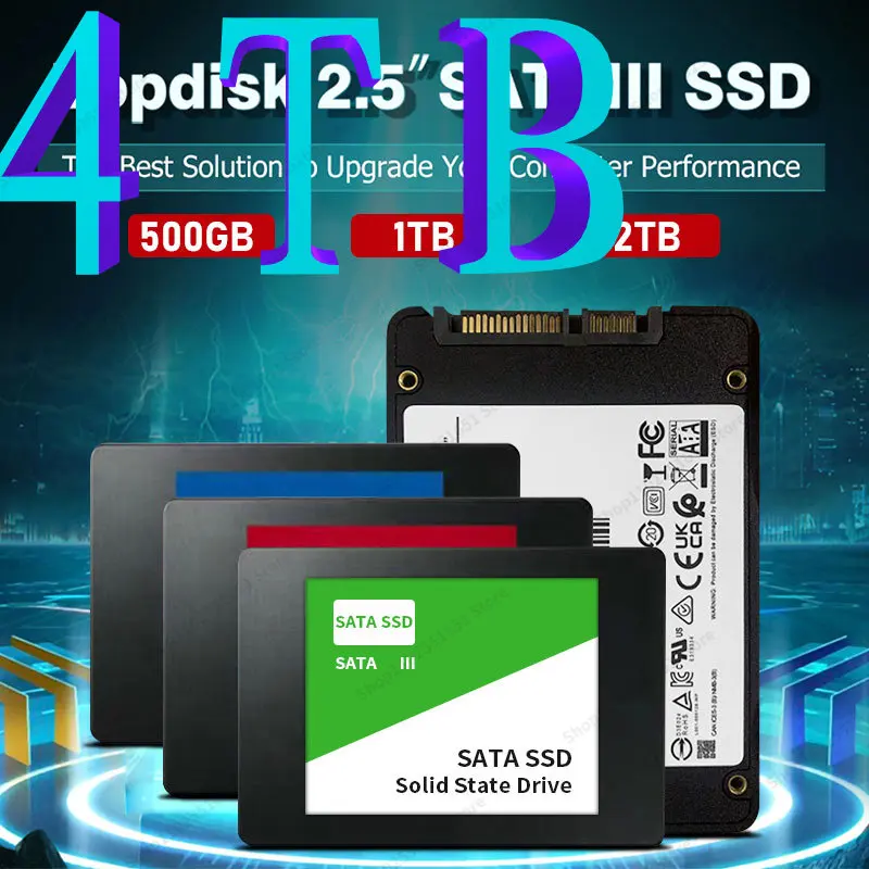 

2023 New SSD 4TB 2TB 2.5 Inch SATA.3 Hard Drive 1TB 500GB M.2 NGFF High Speed SSD Solid State Hard Disk for Notebook/Laptop