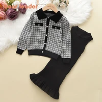 bear leader girls clothes set long sleeve knitwear fall winter warm cardigan and dress clothing 2pcs sets sweater kids clothes