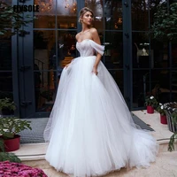 fivsole tulle ball gown wedding dresses 2022 offf the shoulder boho country bride dress strapless bridal gonws robe de mariee