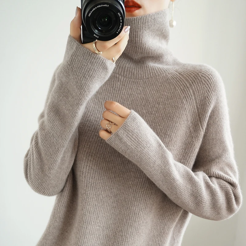 

Women Cashmere Sweaters and Pullovers Winter Turtleneck Thicken Solid Color Soft Tops Female Fashion Loose Jumper
