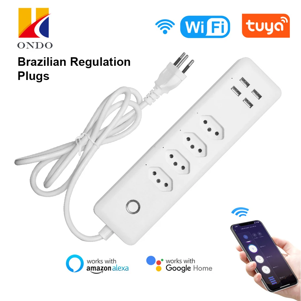 

Power Strip Remote Control WiFi Socket Fast Charging Outlet Brazil Plug