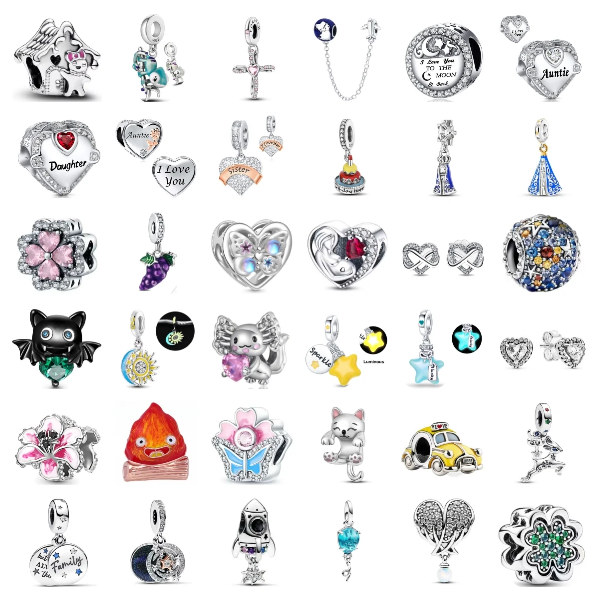 Серебряный Кулон 925 Дизайнерские Бусины С Семейными Кошками И Цветами Подходят