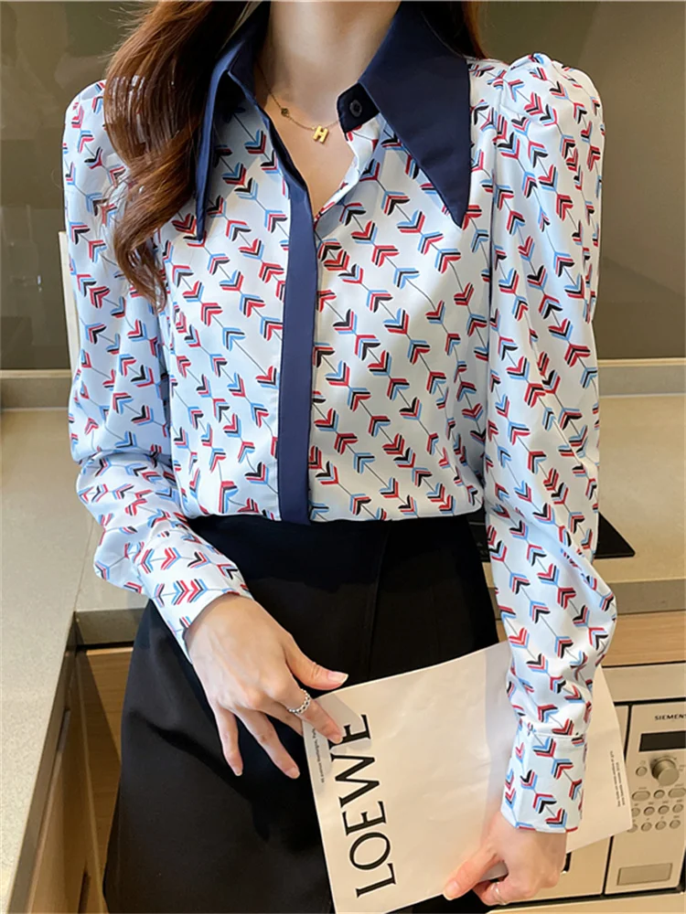 Рубашки в стиле ретро с гонконгским принтом вестерн женские рубашки на весну и