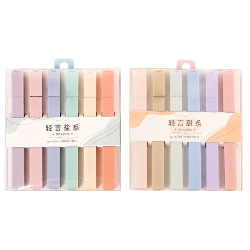 

6Pcs Portable Markers Pens Colored Highlighter Pens Fluorescence Color Markers