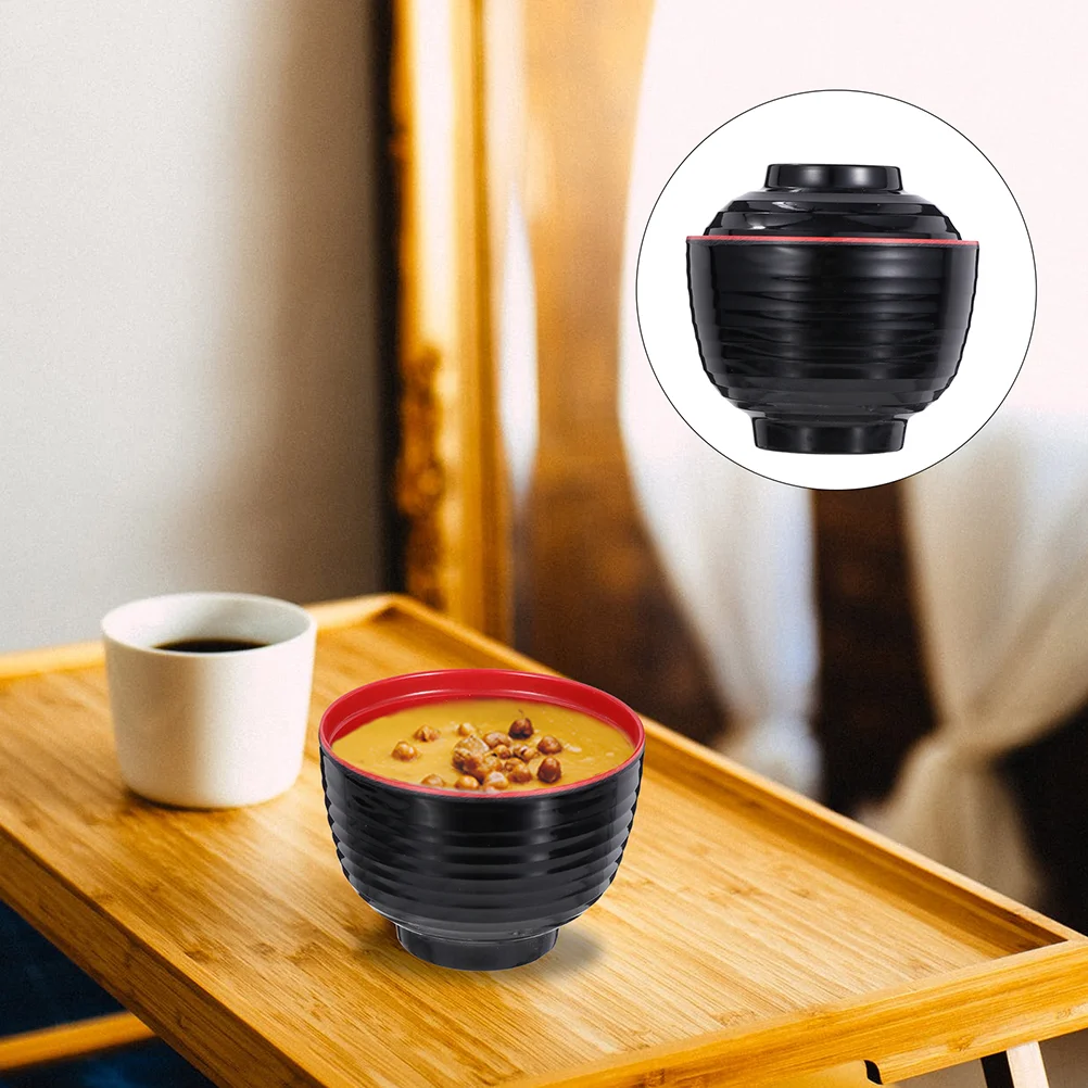 

3 шт. миска в японском стиле мисо суп мисо миска с подходящими крышками миска для лапши для ресторана аксессуары для дома и кухни