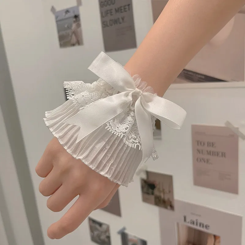 

Y2k Lace Gloves JK Lolita Sweet Girls Chiffon Lacework Ruffles Fingerless Gloves Women Japanese Style Bowknot Kawaii Cute Gloves