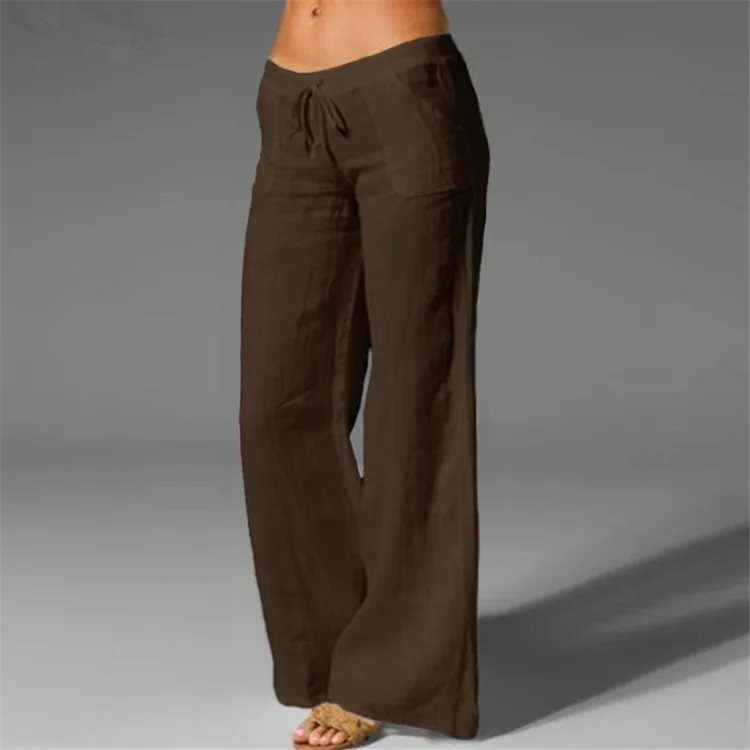 

2022 Casual Wide Leg Pants Celmia Women Elastic Waist Palazzo Vintage Linen Pantalon Cotton Stylish Female Long Trousers