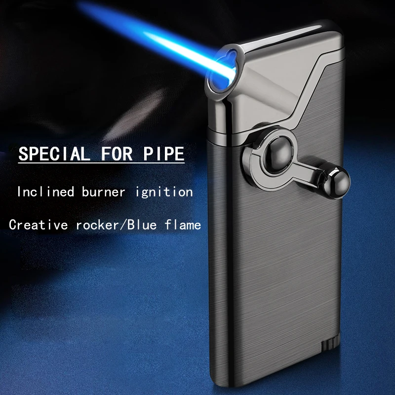 

Creative Rocker Blue Flame Jet Torch Butane Gas Lighter Oblique Fire Pipe Special Smoking Accessories Gadgets For Men (No Gas))