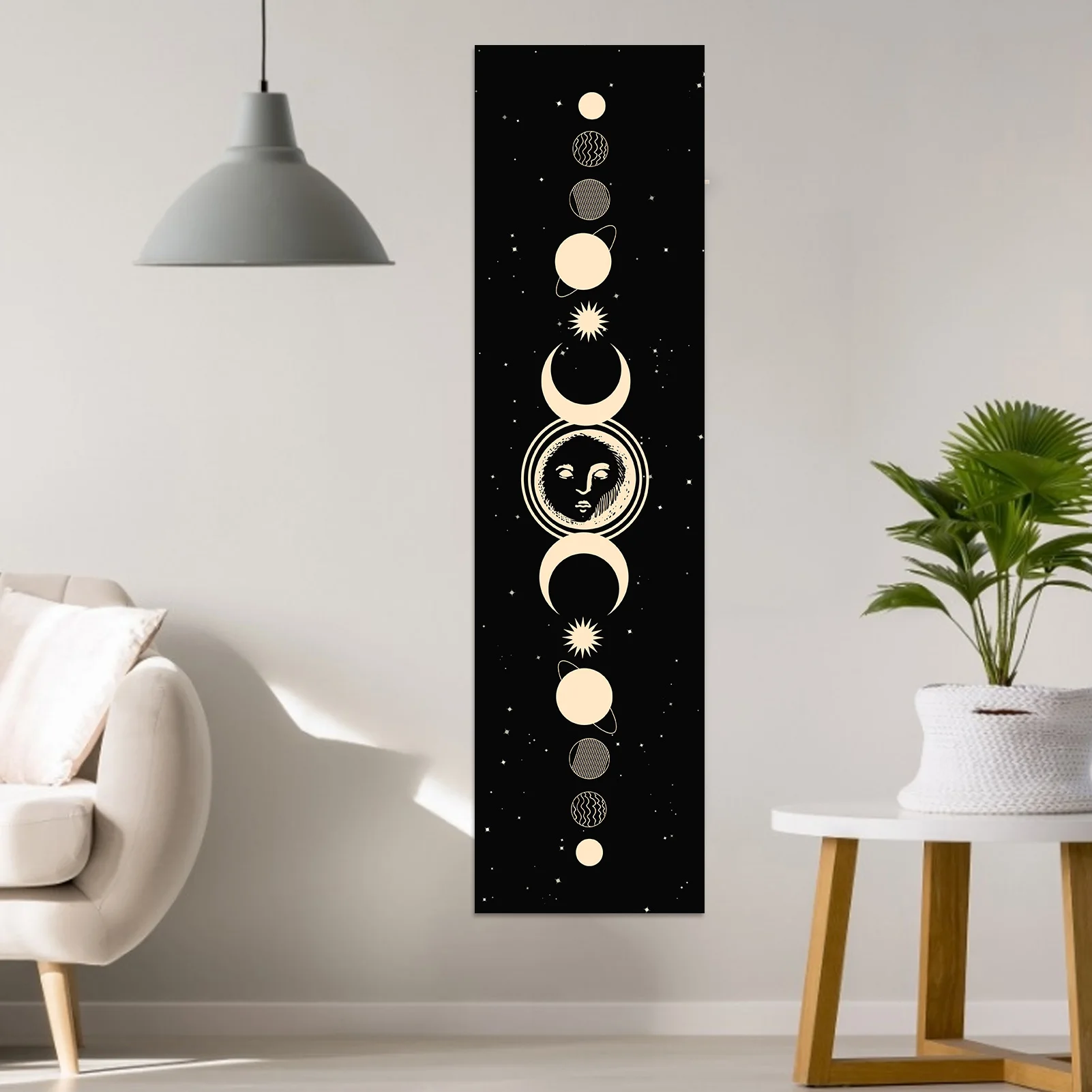 

Moon Phase Tapestry Wall Hanging Psychedelic Planet Galaxy Space Tapestry Trippy Tapestries Black and White Wall Art Dorm Decor