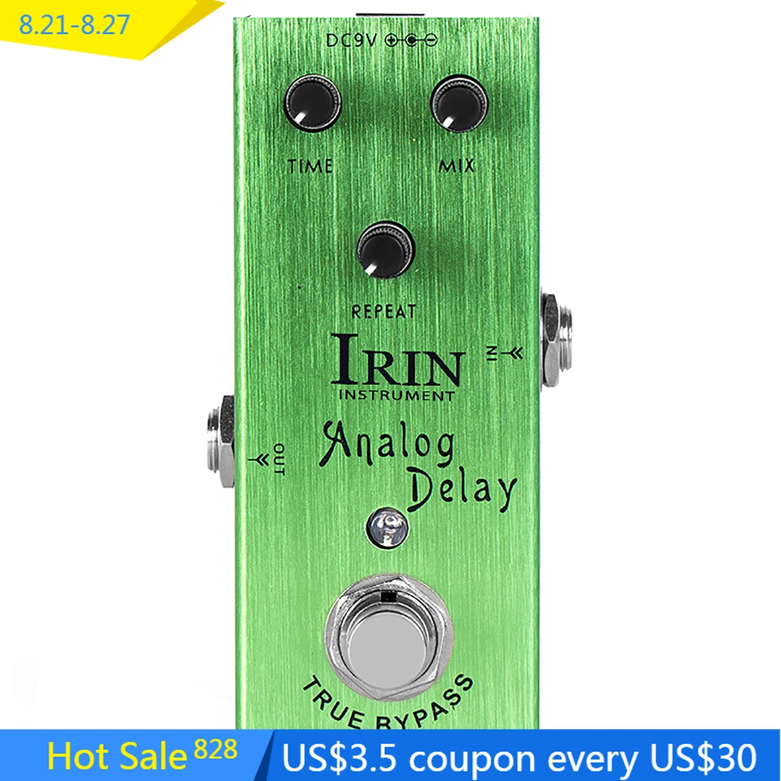 

IRIN AN-02 ANALOG DELAY Guitar Effect Pedal Digital Circuit Delay Effect Pedal Warm True Bypass Circuit Guitar Parts & Accessory